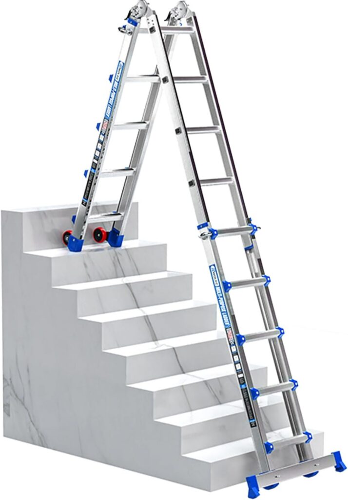 Blue Aluminum Telescoping Ladder: Multi