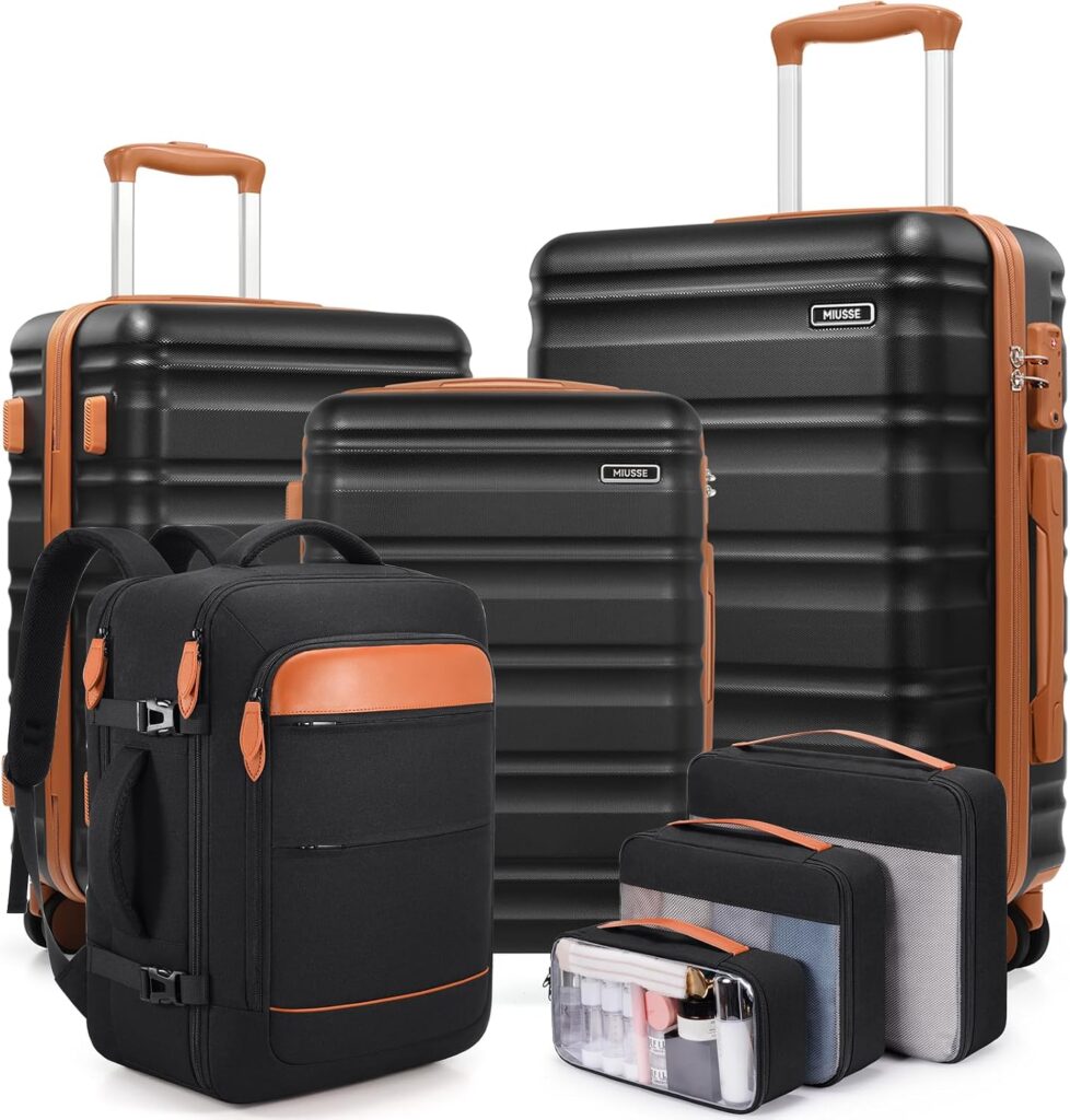 7 Piece Luggage Sets with YKK Zipper, 20/24/28in PC Hardside...